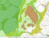 Tumma vihreä = suojeltu erämaa, vaalea vihreä = IFL- alue, punainen: uusi tielinja ja hakkuut
